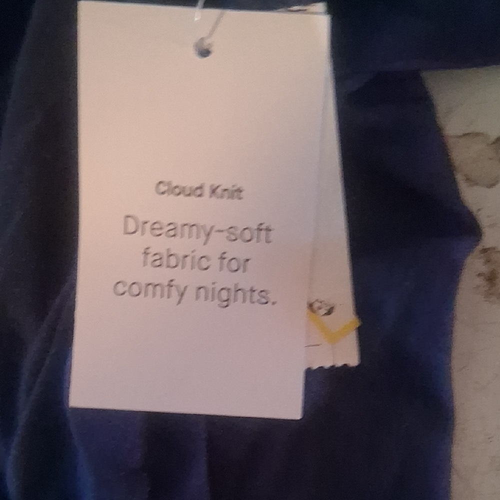 NWT Auden Women's L Cloud Knit Navy Blue Short Sleeve Pajama Top - Picture 6 of 9